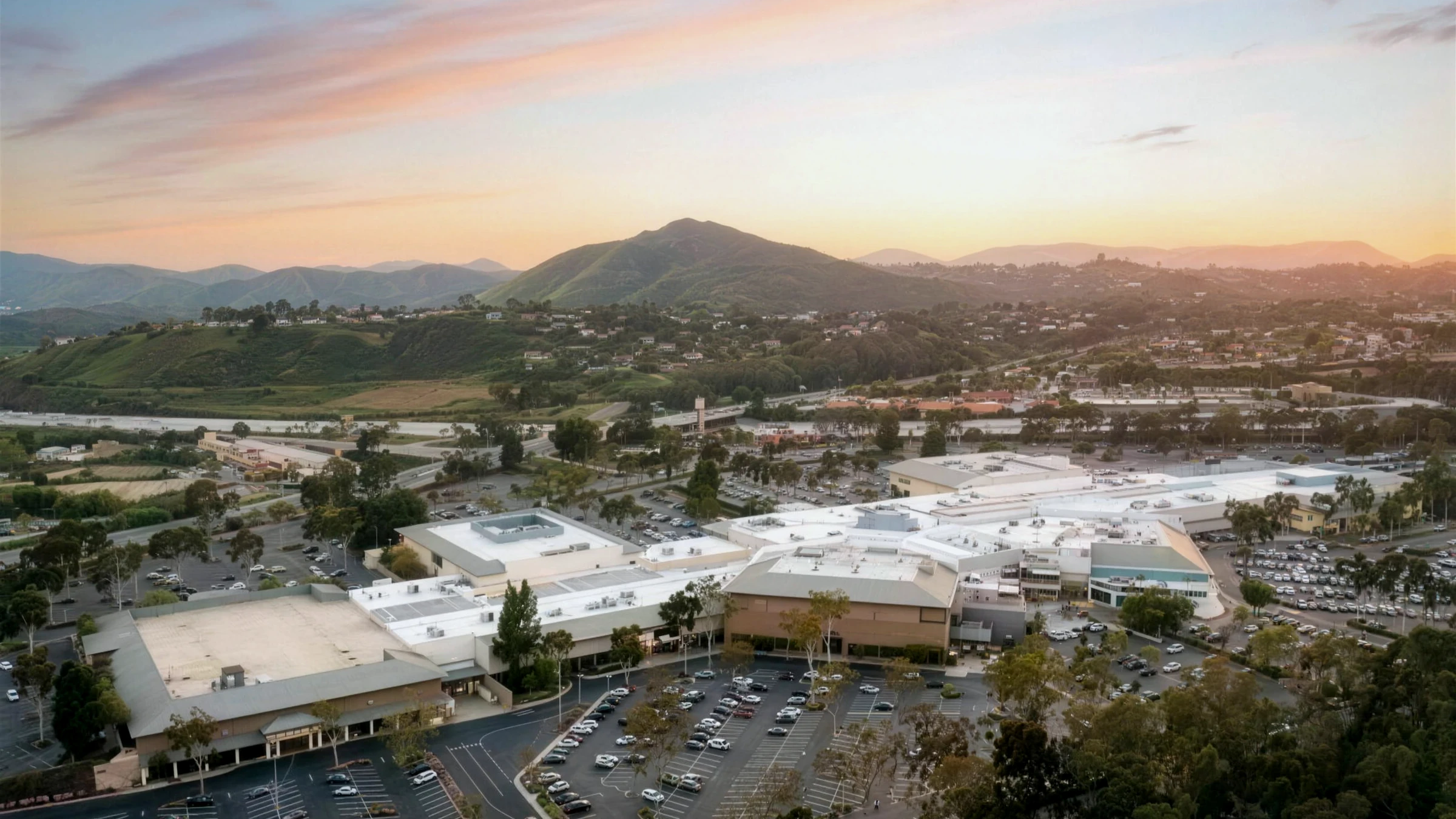 Aerial view of the North County Mall parking lot